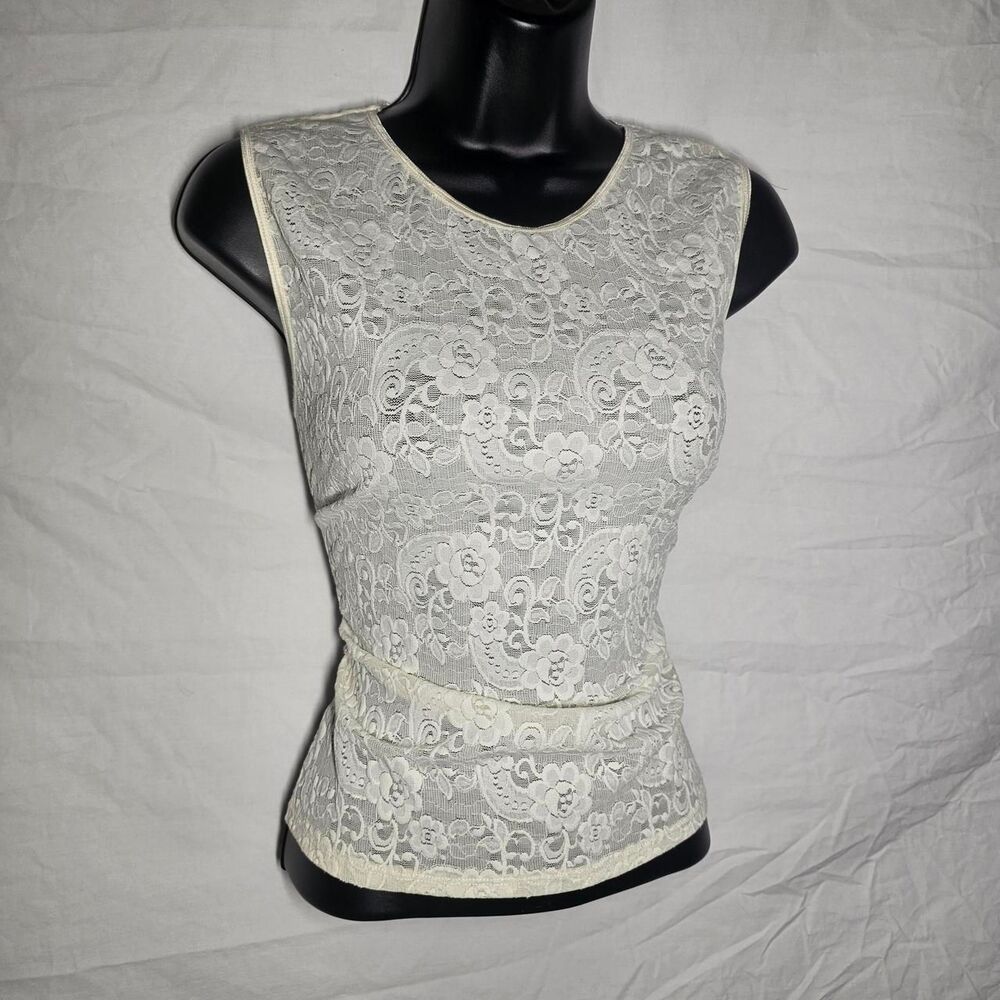 Vintage y2k 90s white lace coquette  top